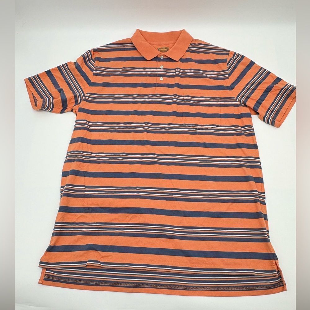 Foundry | Striped Orange and Blue Men's Polo Shirt 2XLT